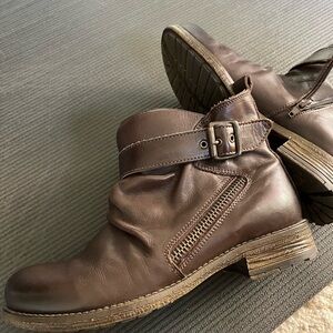 Eric Michael Dark Brown Leather Buckle Boots